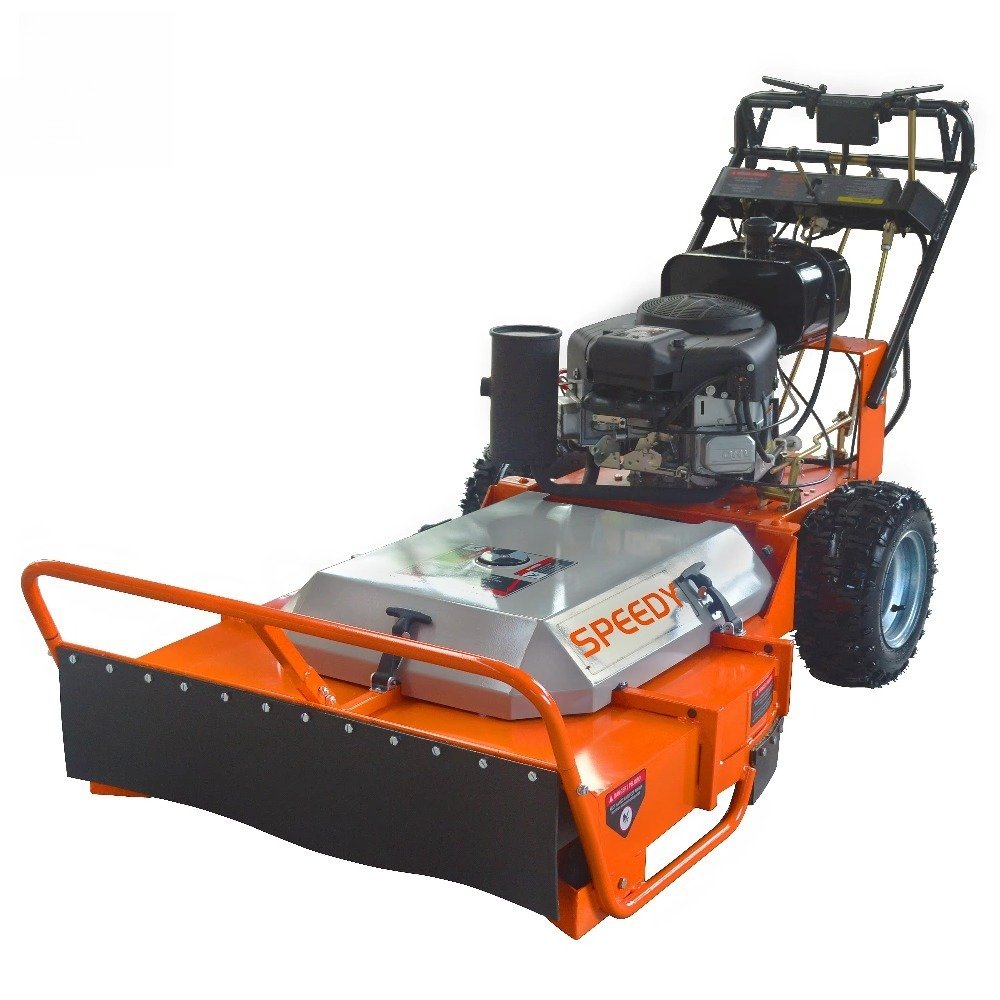 SWY-36BB 36-inch self-propelled four-stroke industrial/DIY lawnmower with a 22 hp gasoline engine and cordless steel blades.